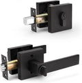 Matte Black Solid Steel Entry Door Handle Set with Deadbolt and Lever, Pack of 2 W486349