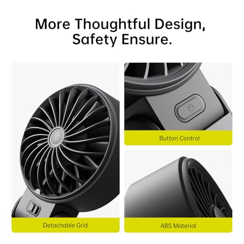 Handheld Fan High-Power Motor LED Display 5000mAh Rechargeable Foldable Black W3365