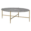 Champagne Faux Marble Metal Oval Coffee Table O689984