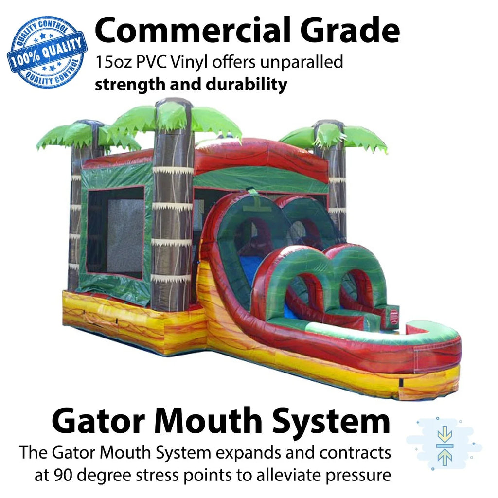 Tropical Fire Marble Kids Inflatable Water Slide Bounce House Combo with Blower N7862