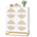 White 8 Drawer Rattan Wood Dresser J65071