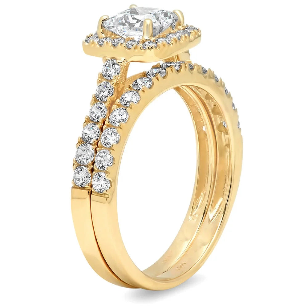 18K Yellow Gold Halo Engagement Ring with Diamond K882