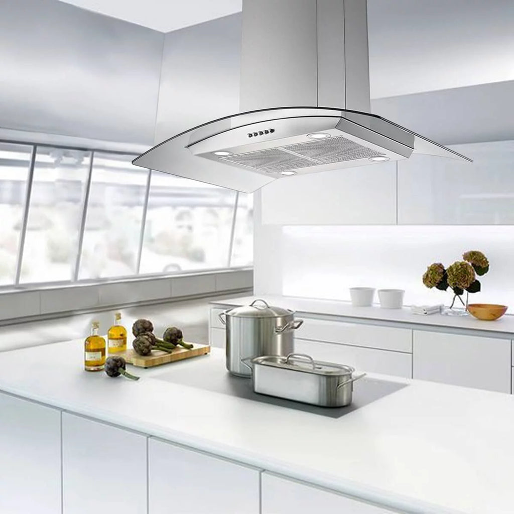 36 inch Kitchen Range Hood with Aluminum Filter Tempered Glass D4477