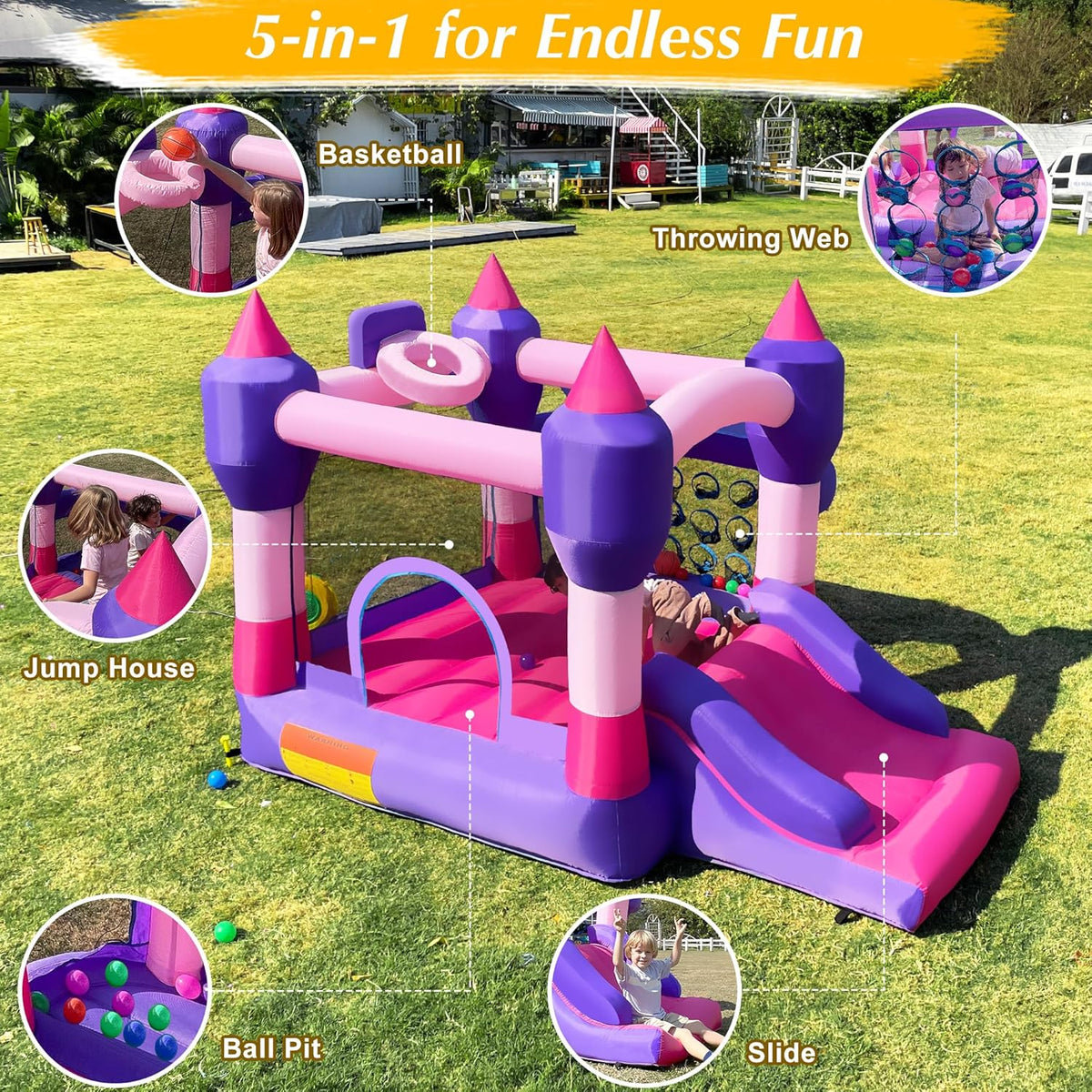Inflatable Bounce House with Slide M713616