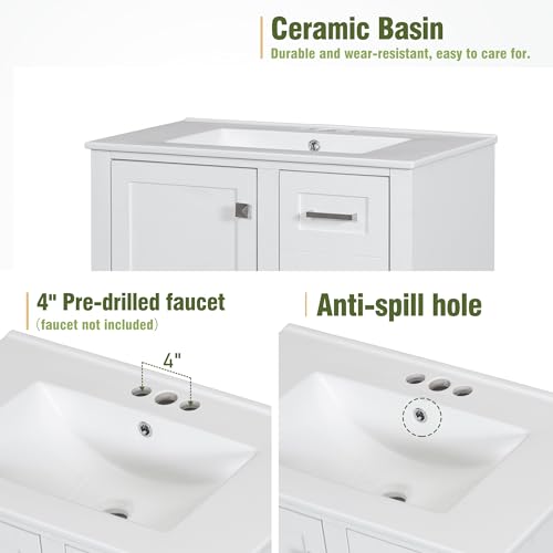 Green Solid Wood Bathroom Vanity with Sink and 3 Drawers G8893