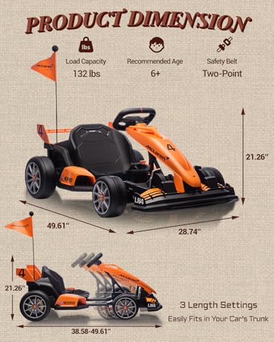 24V 7AH Electric Drift Kart with Adjustable Seat, 7.5 MPH 200W Motors D313