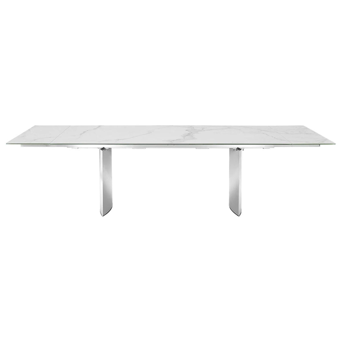 Dining Table with Stainless Steel Base and White Marbled Top J756936