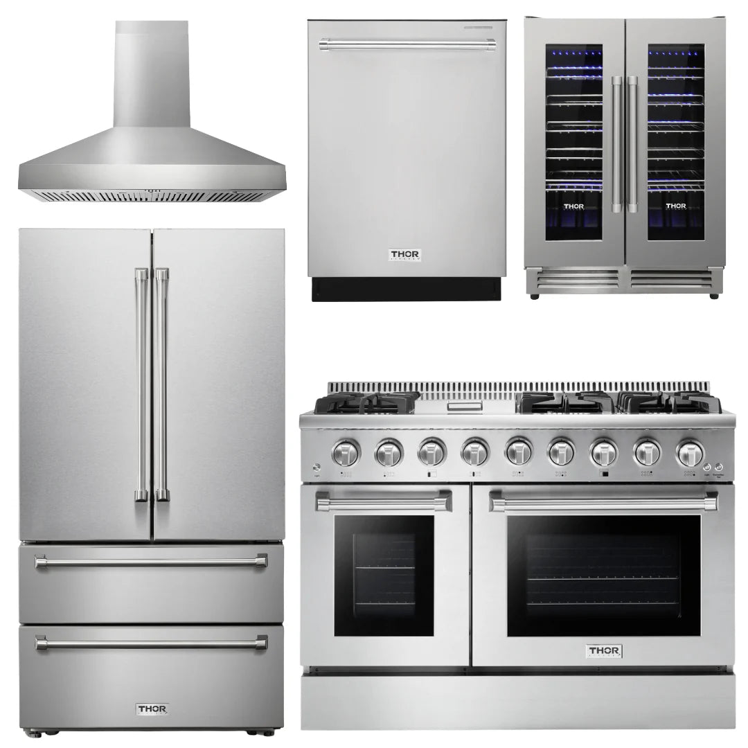 48 Propane Gas Range, Range Hood, Refrigerator, Dishwasher, Wine Cooler Z23634