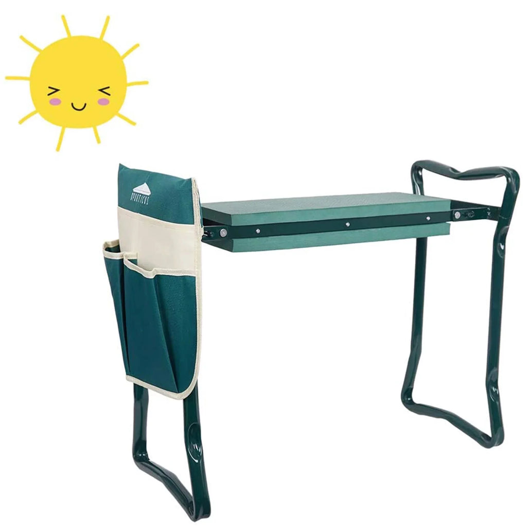 Folding Garden Kneeler Seat Portable Bench Stool with Foam Pad and Tool Pouch V9831