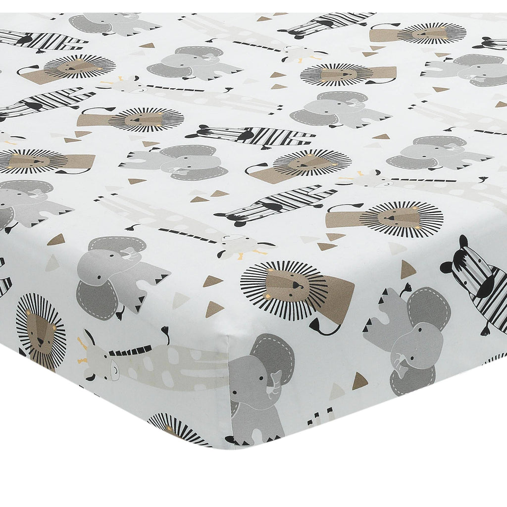 Jungle Safari Gray/Tan/White 6-Piece Baby Crib Bedding Set X390764