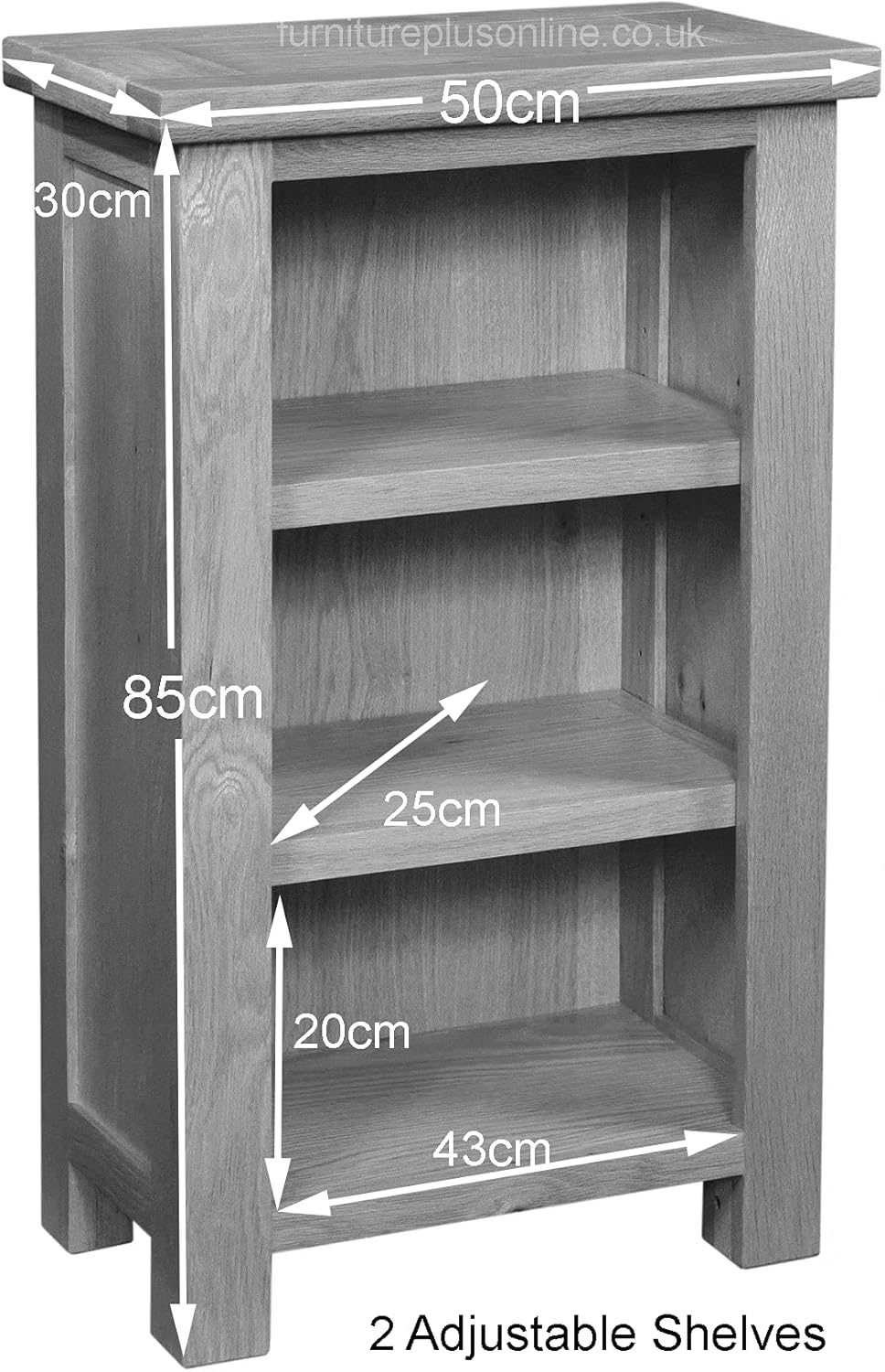 Oak Small Bookcase Solid Rustic Hardwood 3 Tier Bookshelf N7424