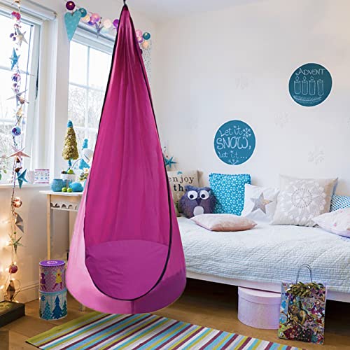 Pink Pod Swing Seat Hanging Hammock Chair with Inflatable Pillow U55940