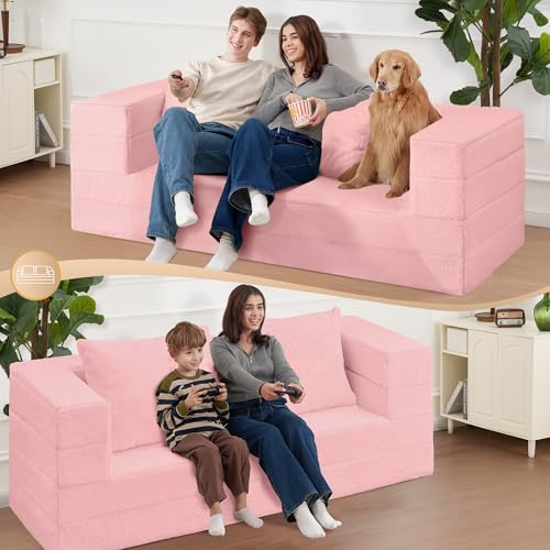 Faux Fur Convertible Bean Bag Sofa Bed with Pillow H745