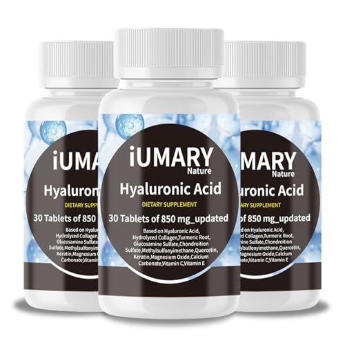 Hyaluronic Acid 850mg Dietary Supplement with Collagen 30 Tablets Pack of 3 R13587