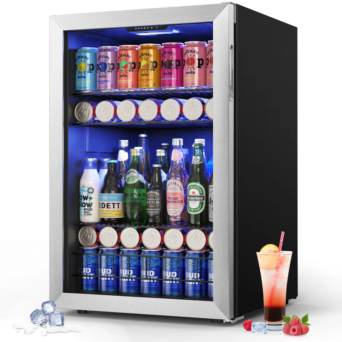 141-180 Can Freestanding Mini Beverage Refrigerator with Glass Door Z134