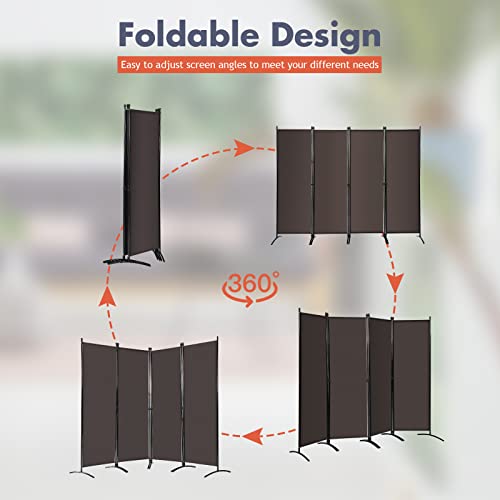 White 4-Panel Folding Room Divider with Iron Frame F80780