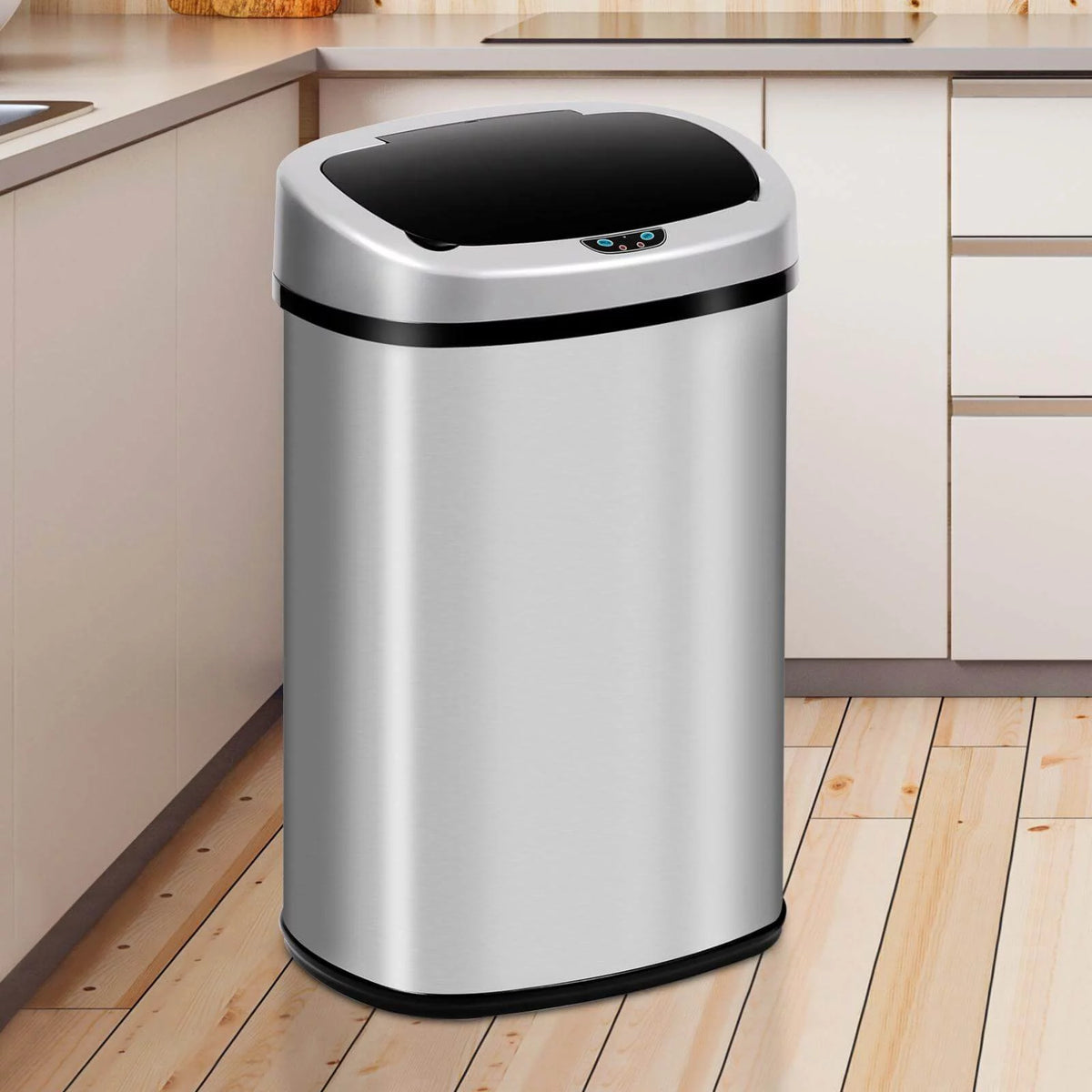 13 Gallon Automatic Stainless Steel Trash Can with Lid A395971
