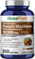 French Maritime Pine Bark Extract 12,000 mg Veggie Caps 200-Day Supply D689