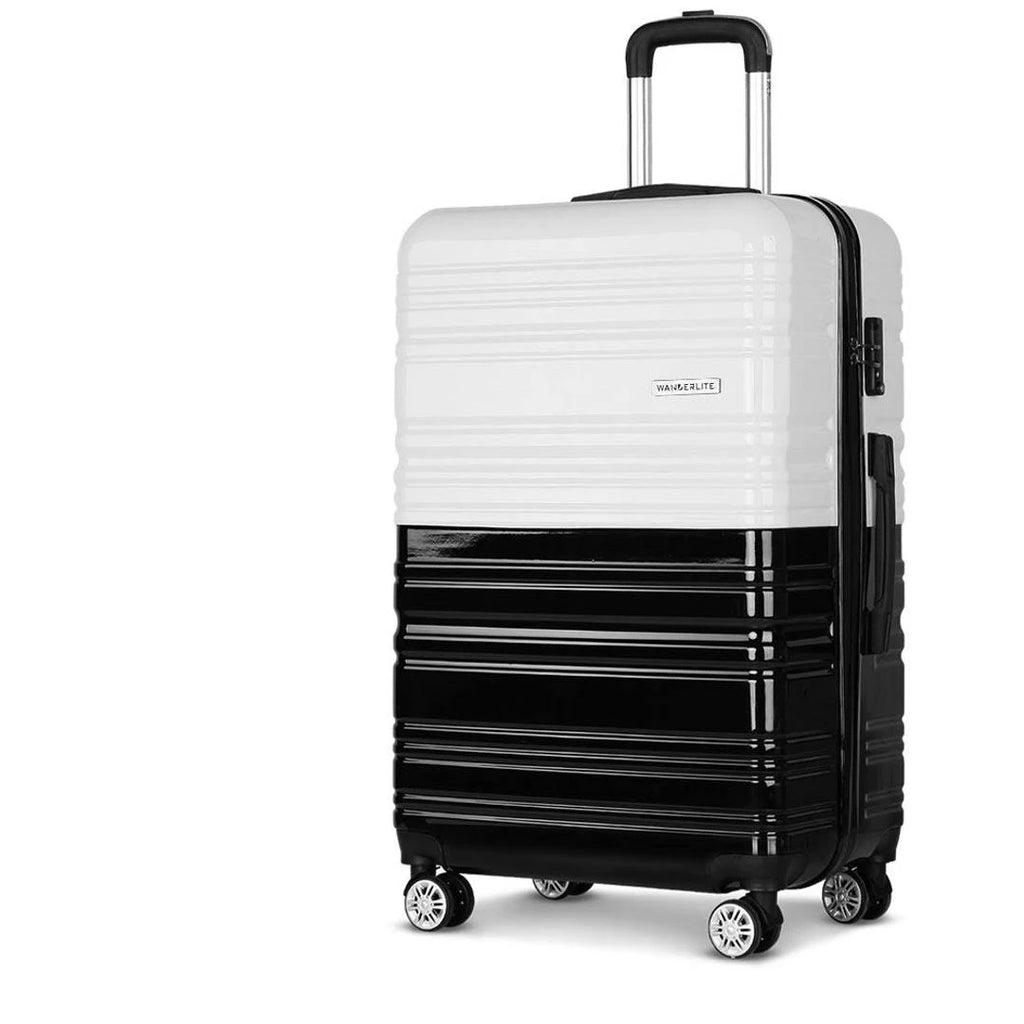 Lightweight Hard Suitcase Luggage Black & White H5074
