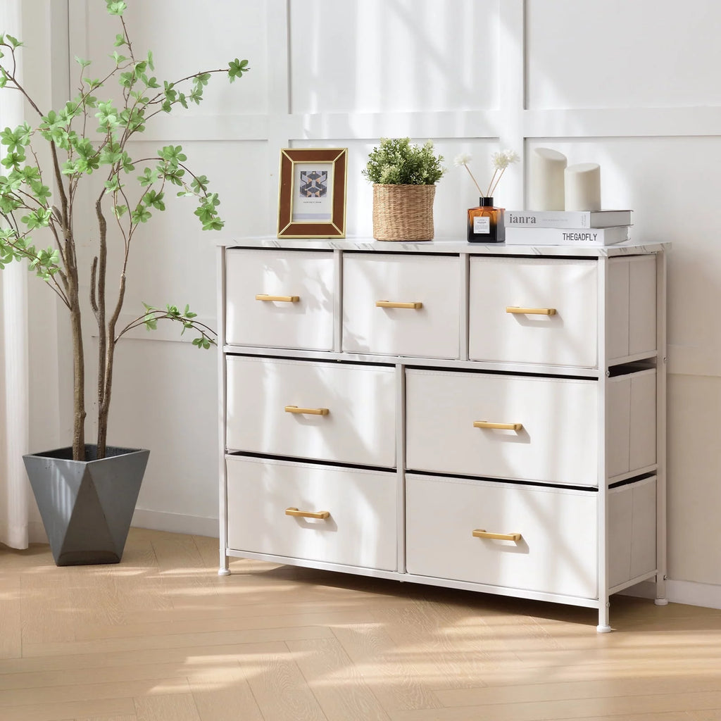 White 7 Drawer Dresser Chest Storage Organizer J66600