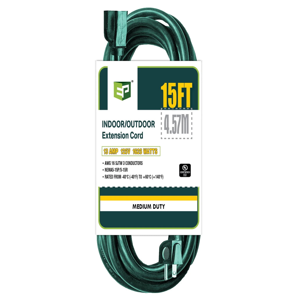 15 Ft Green 16/3 SJTW Extension Cord I272