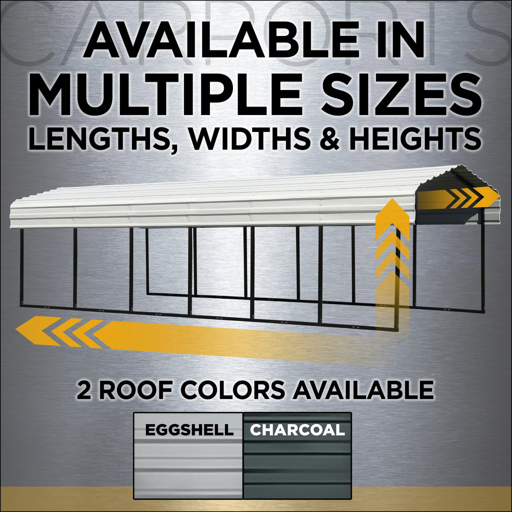 Galvanized Steel Carport Kit, 10' x 29' x 9' V854