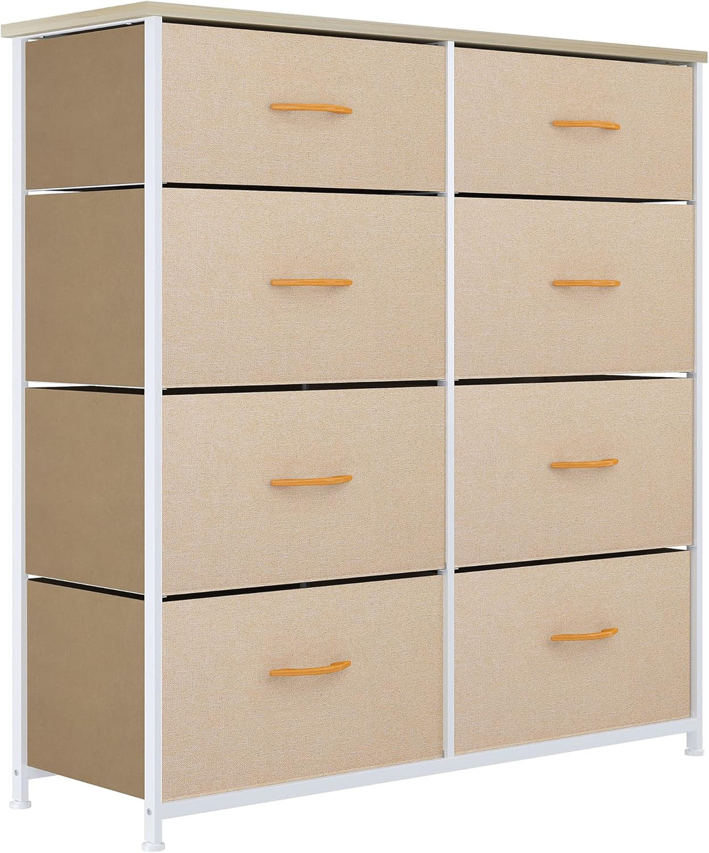 Charcoal 8 Drawer Fabric Dresser with Steel Frame and Wooden Top P507556