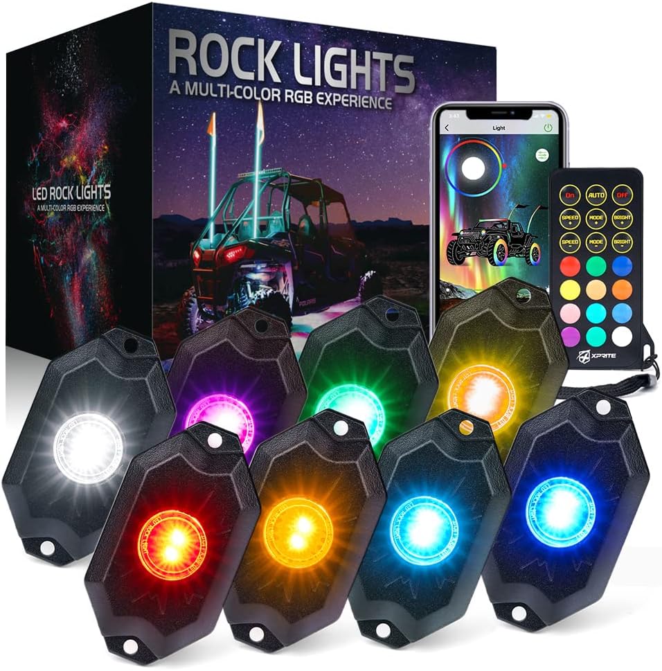 RGBW LED Rock Lights Kit with Bluetooth Controller, 6 Pods T144