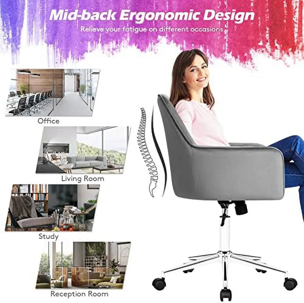 Blue Velvet Tufted Swivel Desk Chair E971703