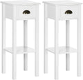 White 2-Tier Side Table with Drawer, Set of 2 G186