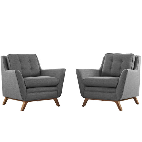 2 Piece Upholstered Fabric Living Room Set in Gray X89793