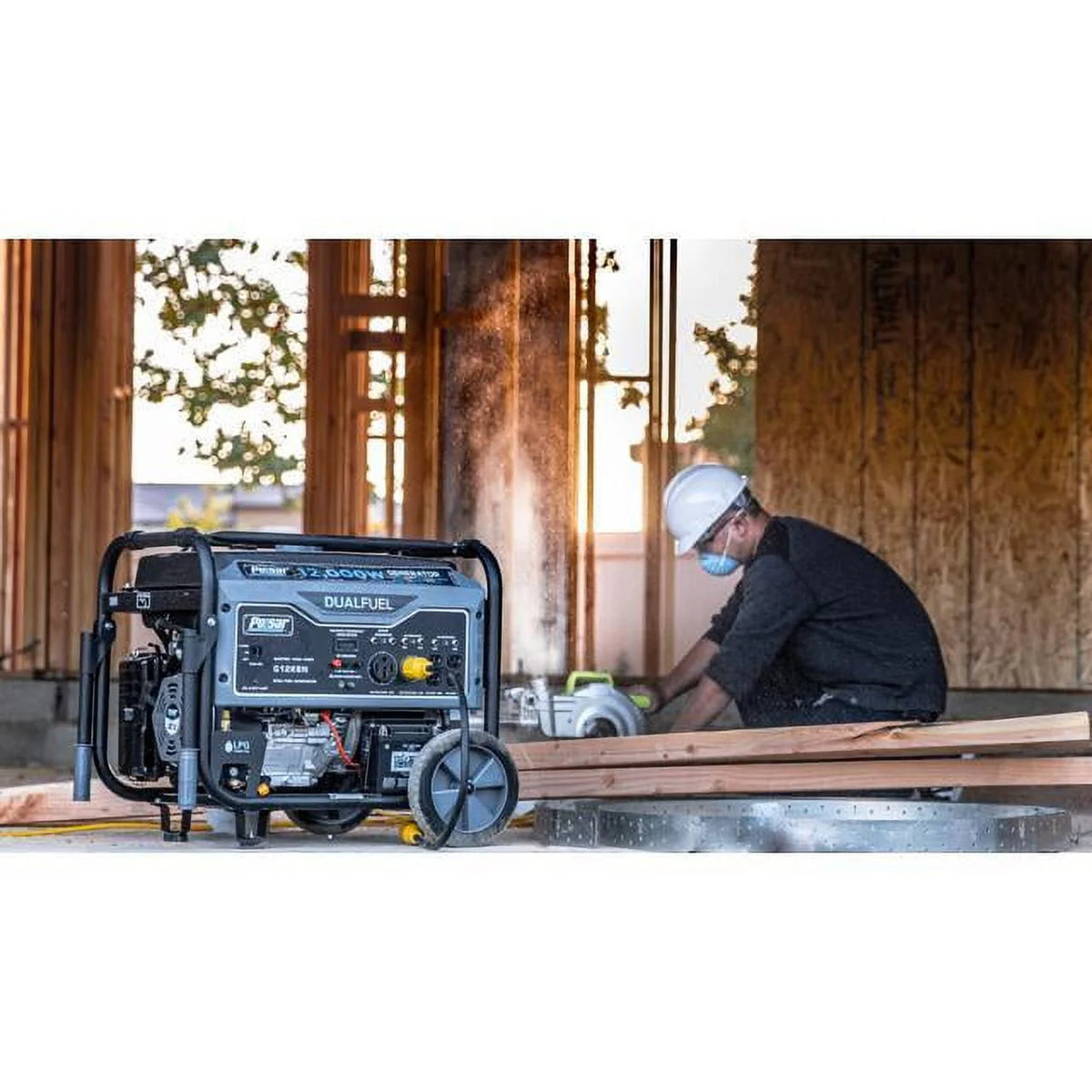 12,000W Dual Fuel Portable Generator in Space Gray with Electric Start H53406