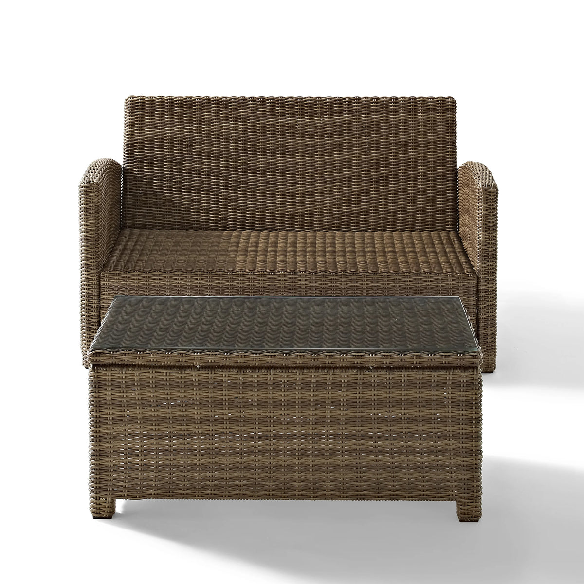 2 Piece Fabric Patio Sofa Set in Brown and Sand W88196