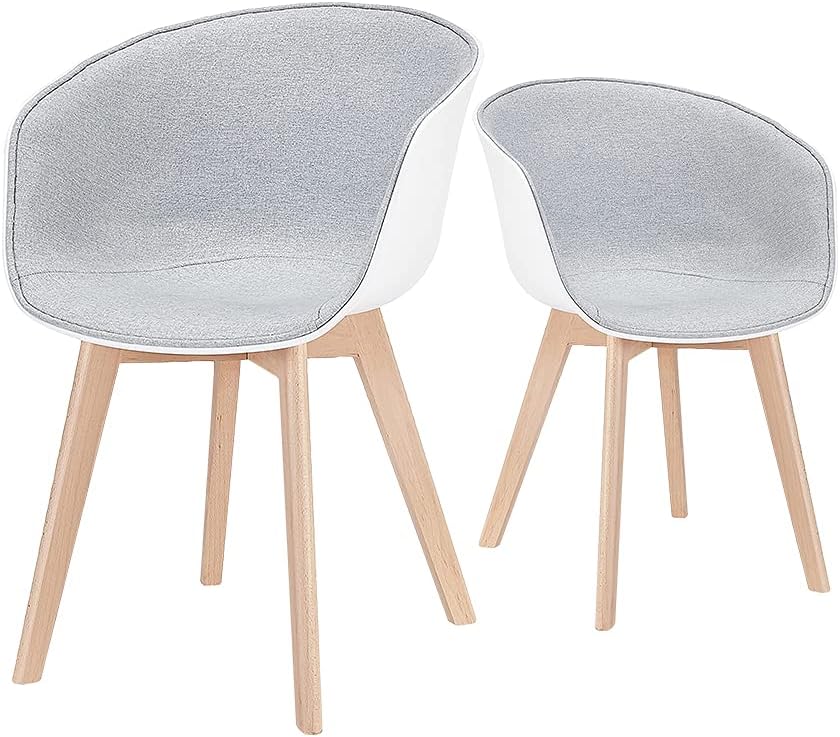 Light White 2 PCs Pack Molded Plastic Shell Arm Chair A4922