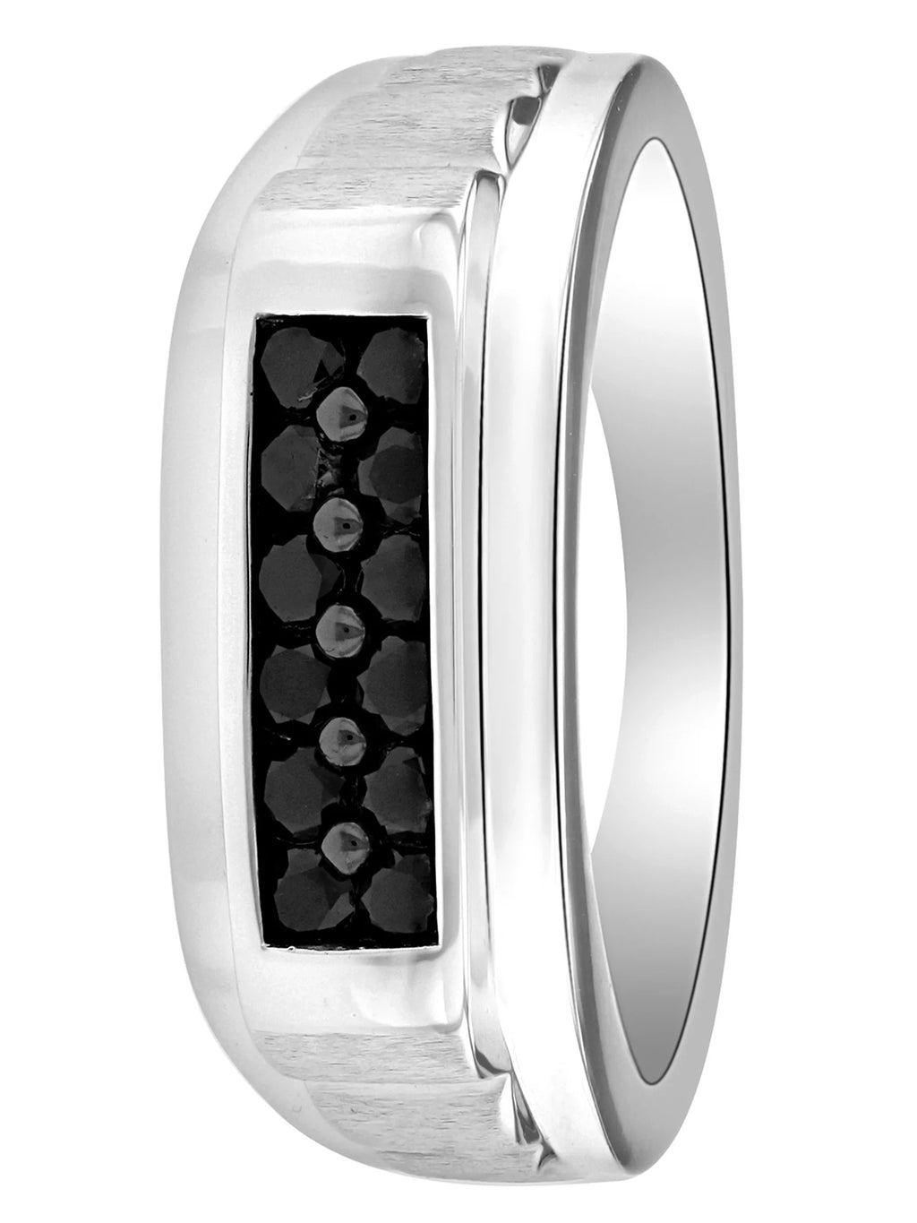 High Polish Black Diamond Sterling Silver Ring W154