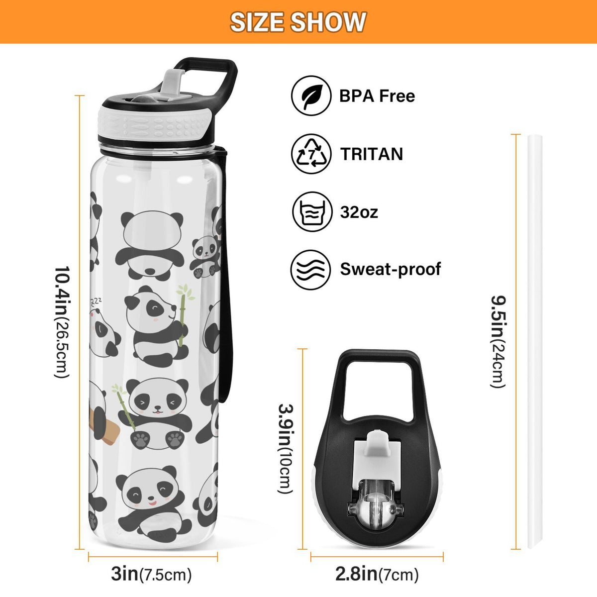 32oz Tritan Leakproof Clear Water Bottle with Straw J491855