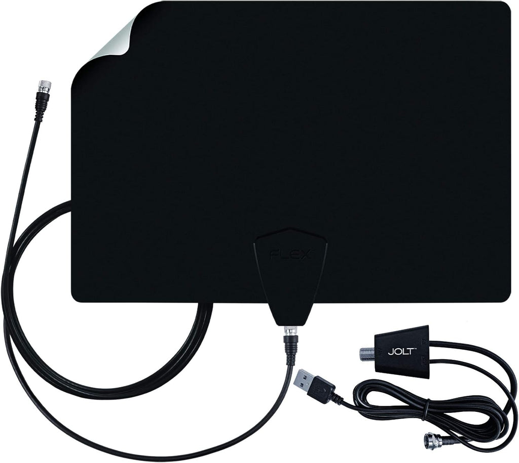 Amplified TV Antenna, 50+ Mile Range, UHF/VHF, Multi-Directional, Black/White/Paintable C95516