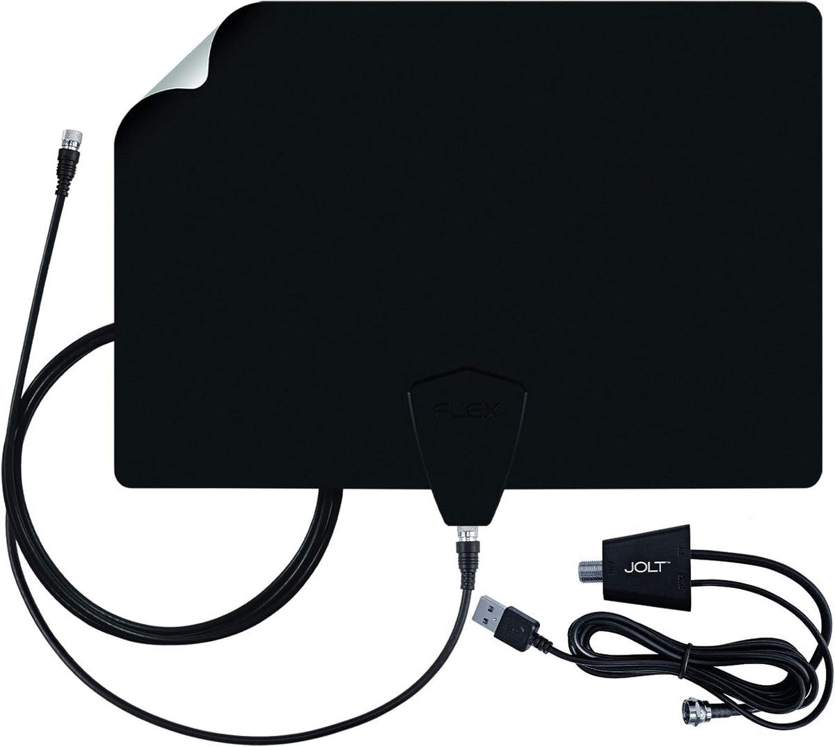 Amplified TV Antenna, 50+ Mile Range, UHF/VHF, Multi-Directional, Black/White/Paintable C95516
