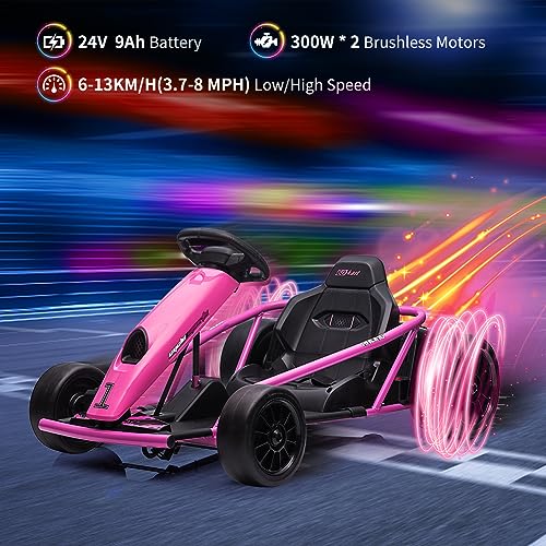 Electric Go Kart, 24V 2 x 300W 8MPH Drift Karts with Seat Belt C861