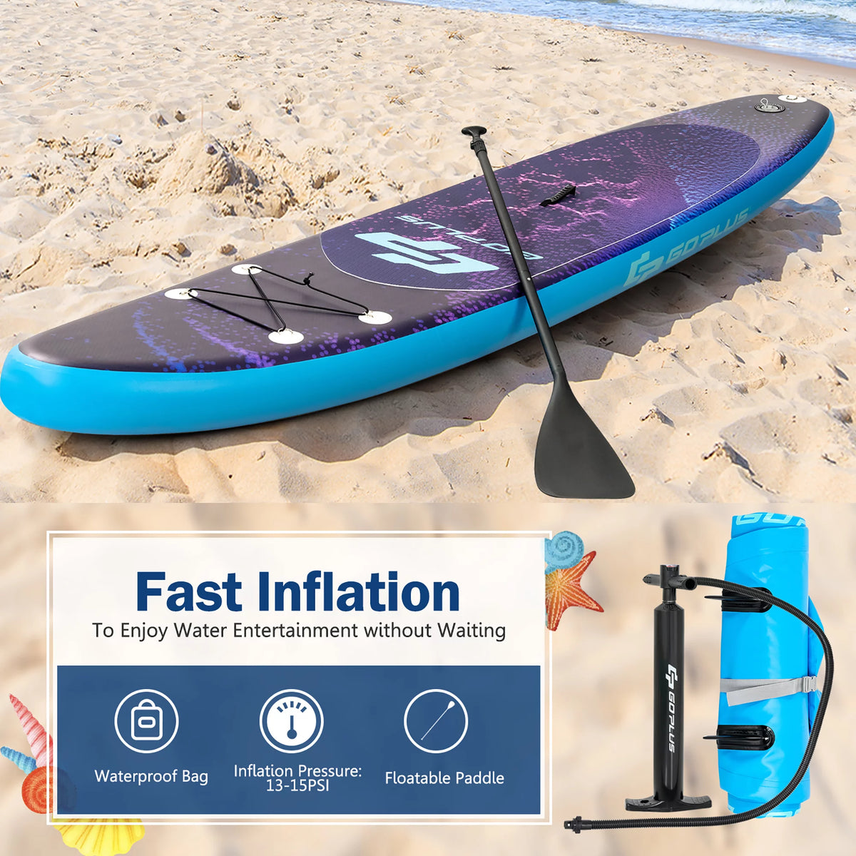 10.5' Inflatable Stand Up Paddle Board with Bag P714236