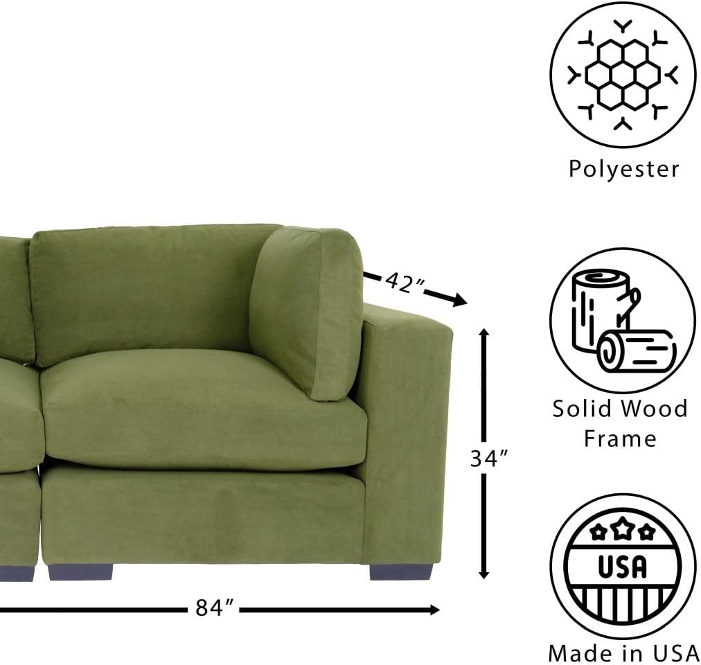 Forest Green Polyester Loveseat Sofa A464