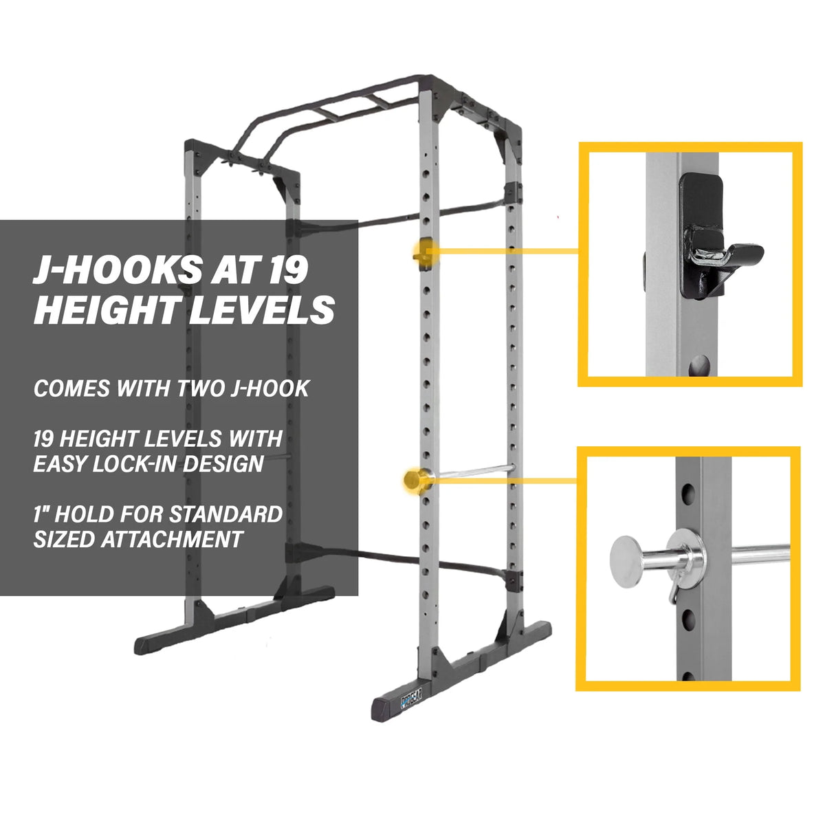 Squat Rack Power Cage with J-Hooks, 800lb Weight Capacity L883318