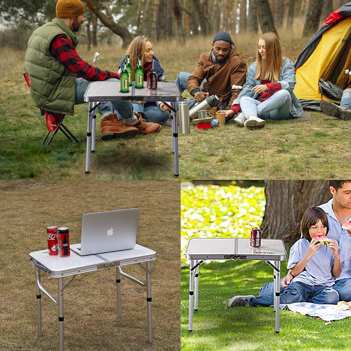 24''L x16''W Aluminum Folding Table with Adjustable Height Legs X107557