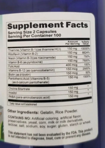 Triple Strength Vitamin B Complex 200 Capsules X211