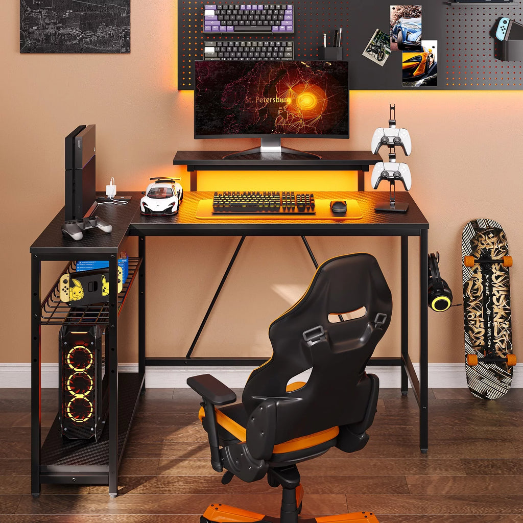 48" L Shaped Gaming Desk with LED Lights C603618