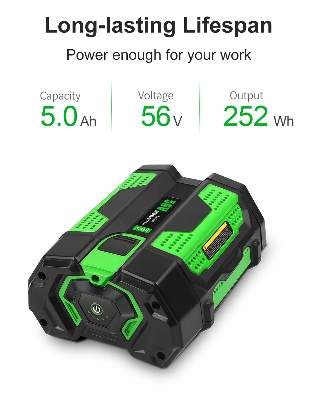 56V 5.0Ah Lithium Battery with Fuel Gauge W358790