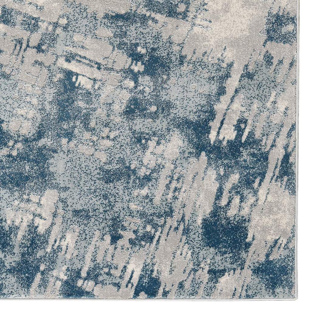 Blue Rectangle Machine Woven Rugs O856446