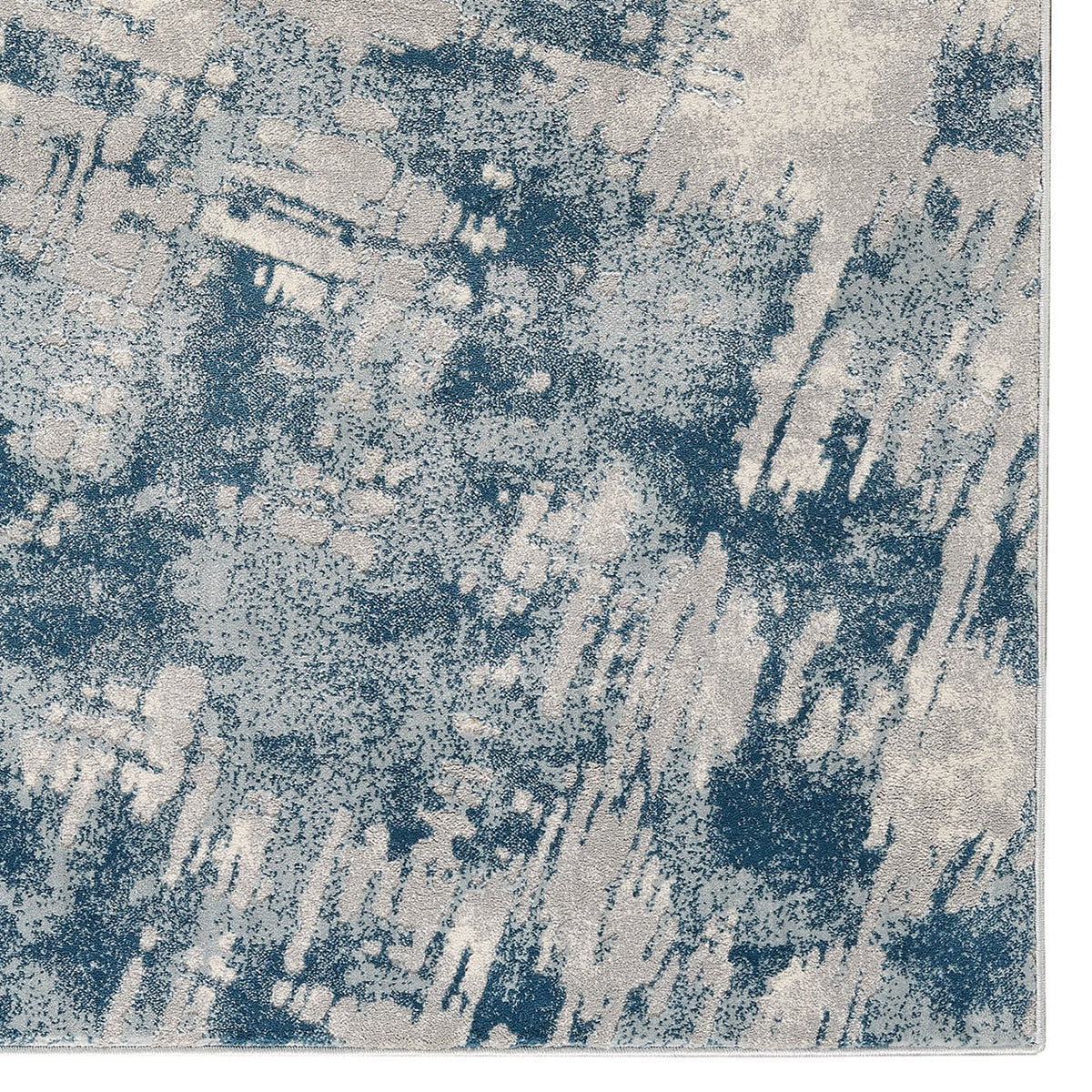 Blue Rectangle Machine Woven Rugs O856446
