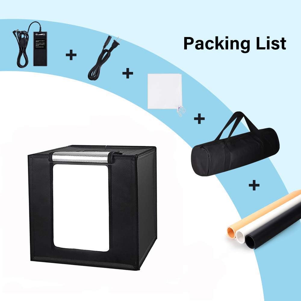 Photo Studio Light Box 24 x 24 Inch Photography Shooting Tent Kit with LED Lights, Carry Bag and 3 Color Backdrops N875077
