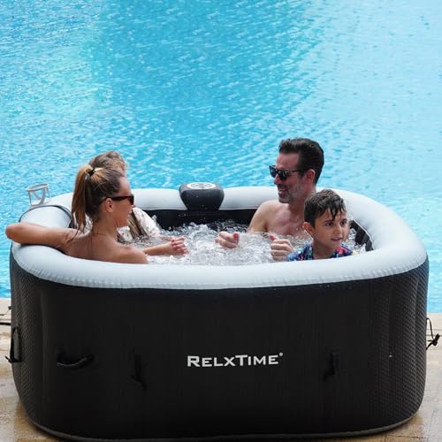 Black Inflatable Hot Tub 2-3 Person with Cover M6376